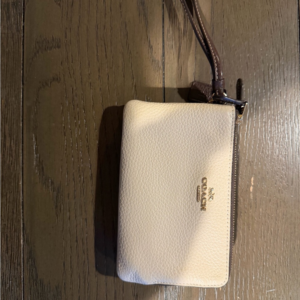 Coach 3-Toned Wristlet with Brown Strap
